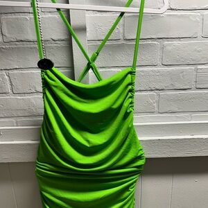 Vibrant Green Ruched Dress